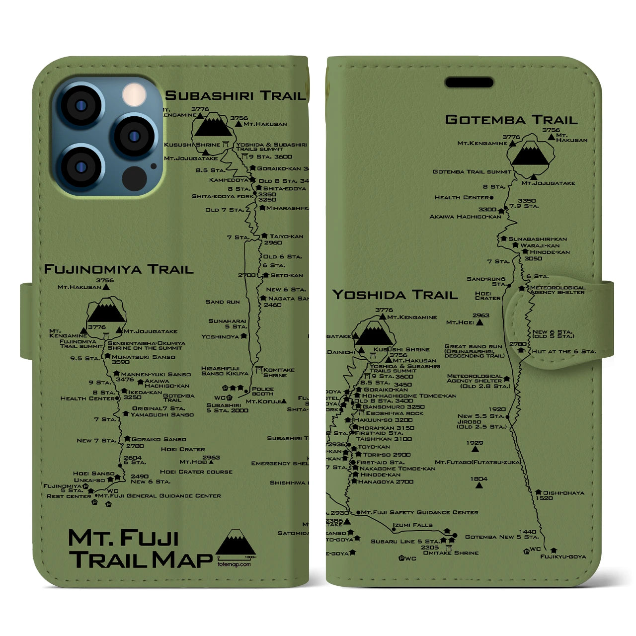 【富士山トレイル(静岡県)】トレイルマップiPhoneケース(手帳タイプ)