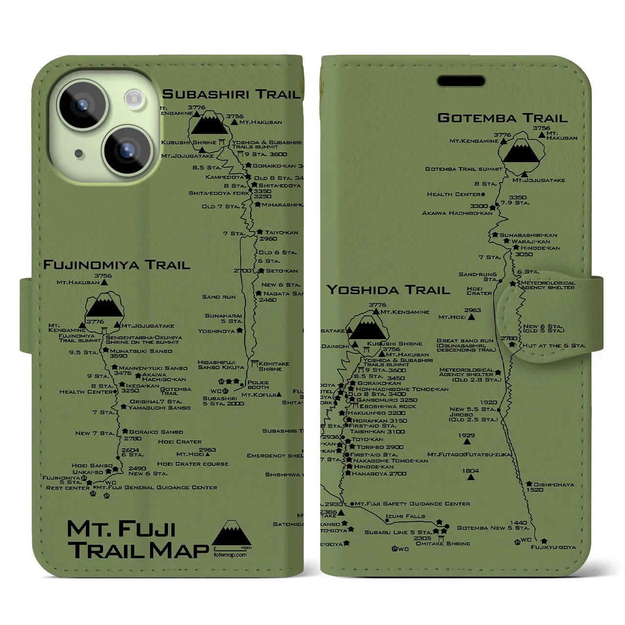 【富士山トレイル(静岡県)】トレイルマップiPhoneケース(手帳タイプ)