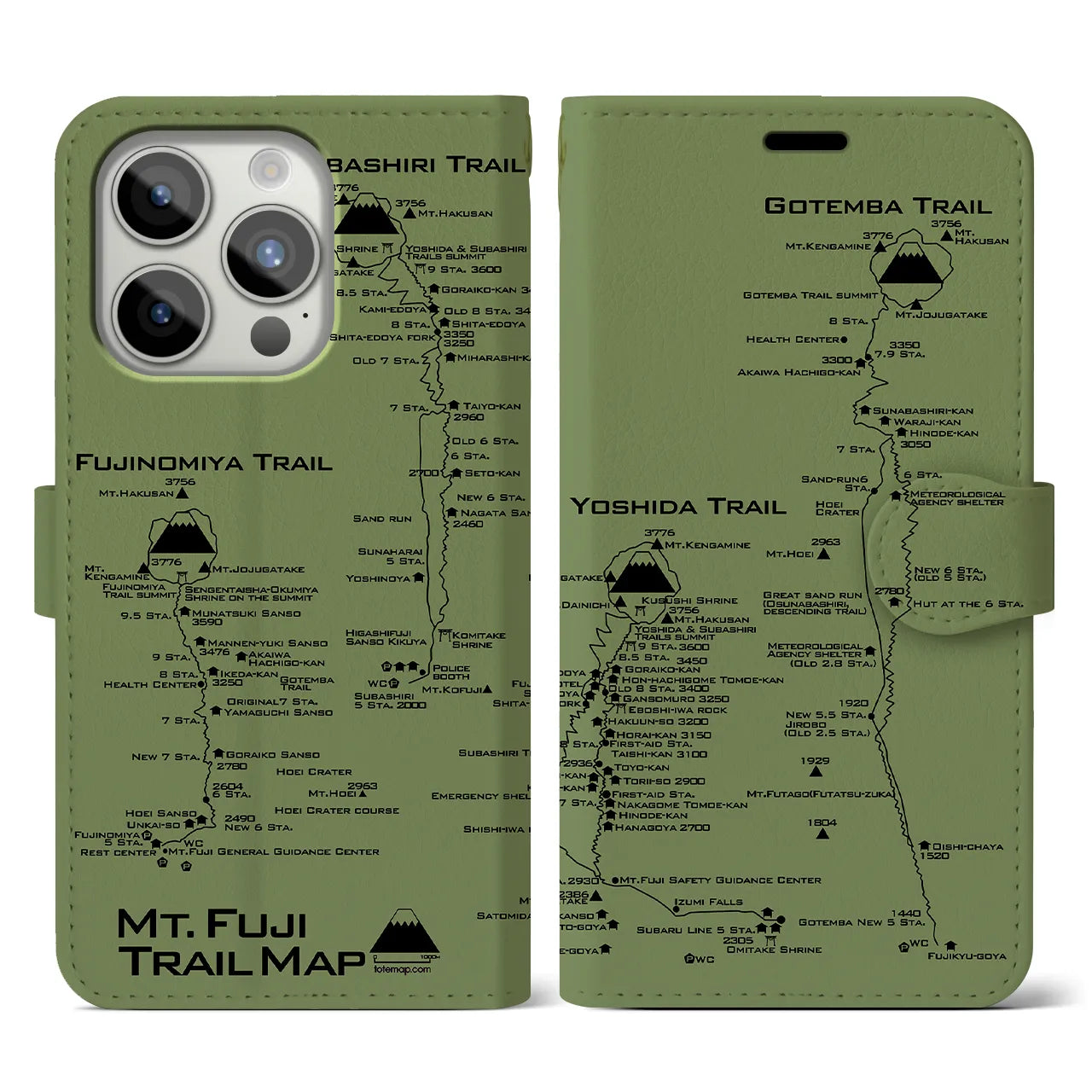 【富士山トレイル(静岡県)】トレイルマップiPhoneケース(手帳タイプ)