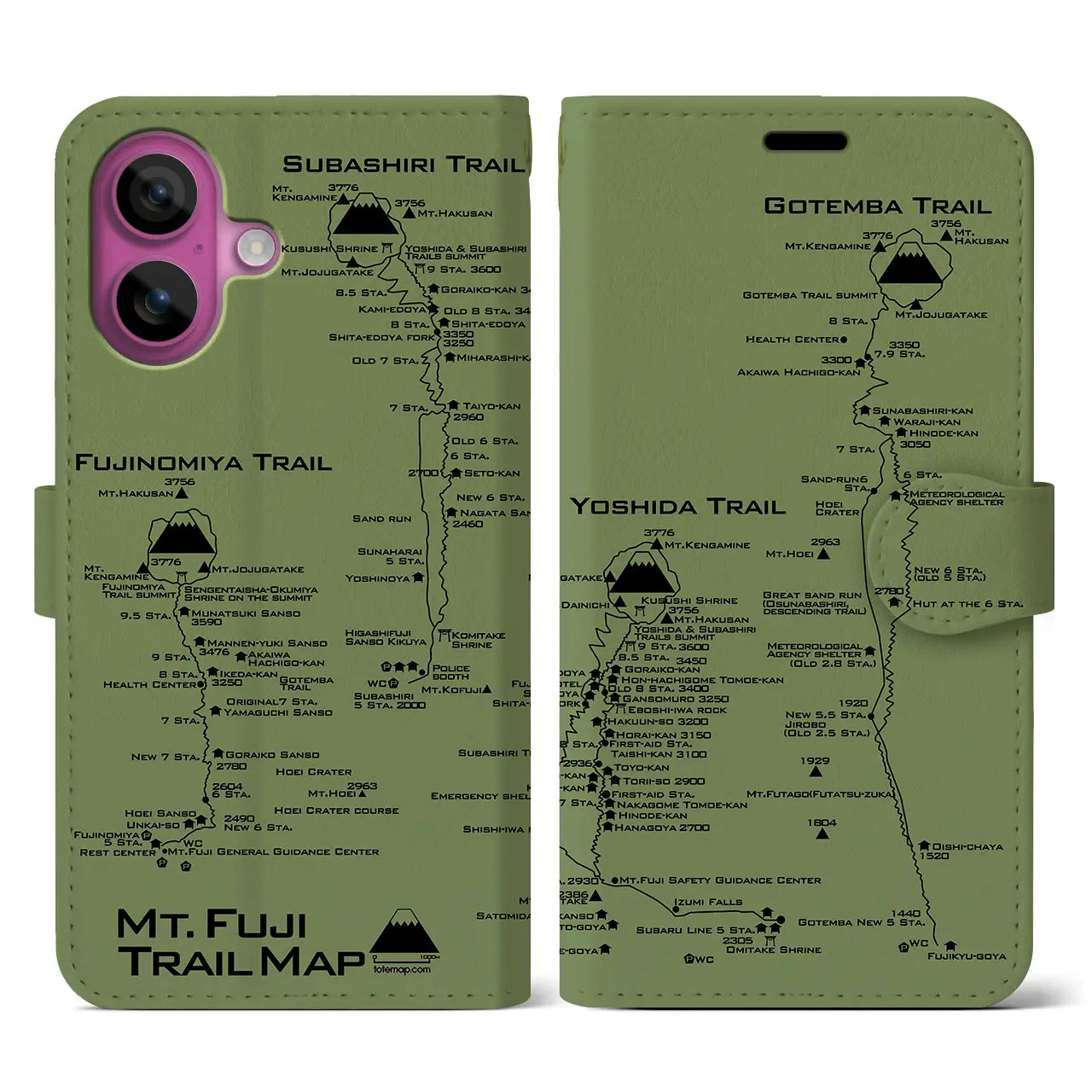 【富士山トレイル(静岡県)】トレイルマップiPhoneケース(手帳タイプ)