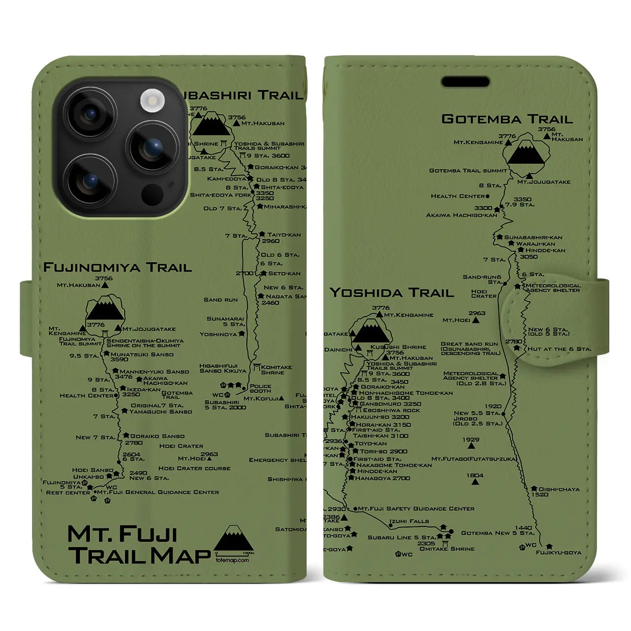 【富士山トレイル(静岡県)】トレイルマップiPhoneケース(手帳タイプ)