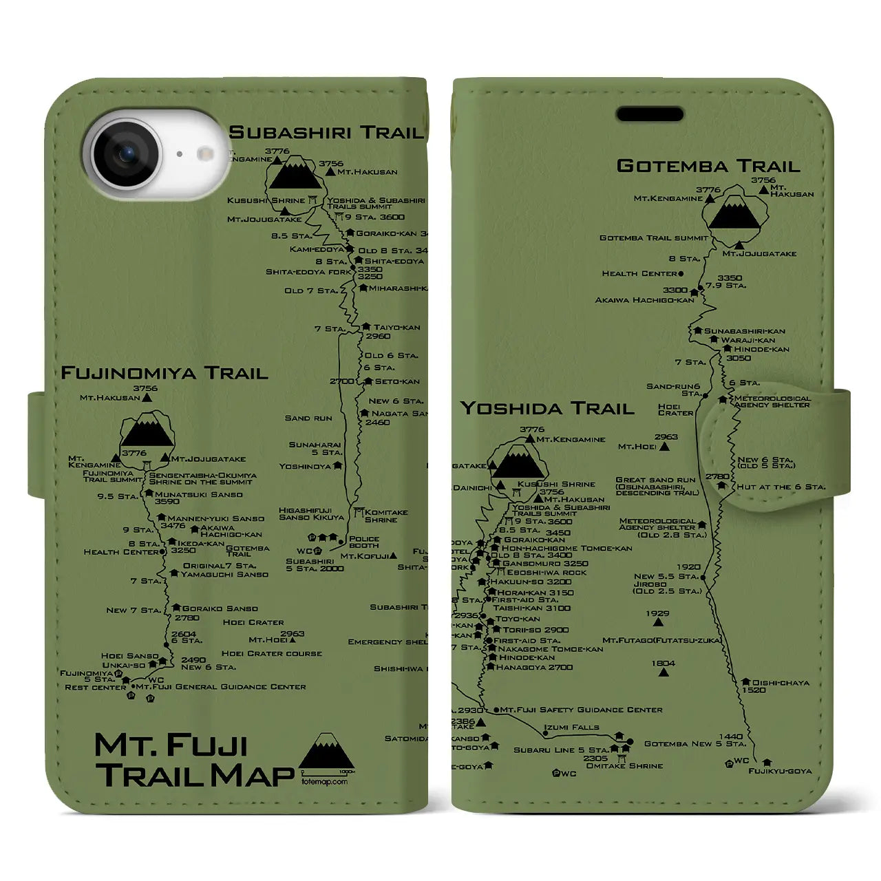 【富士山トレイル(静岡県)】トレイルマップiPhoneケース(手帳タイプ)