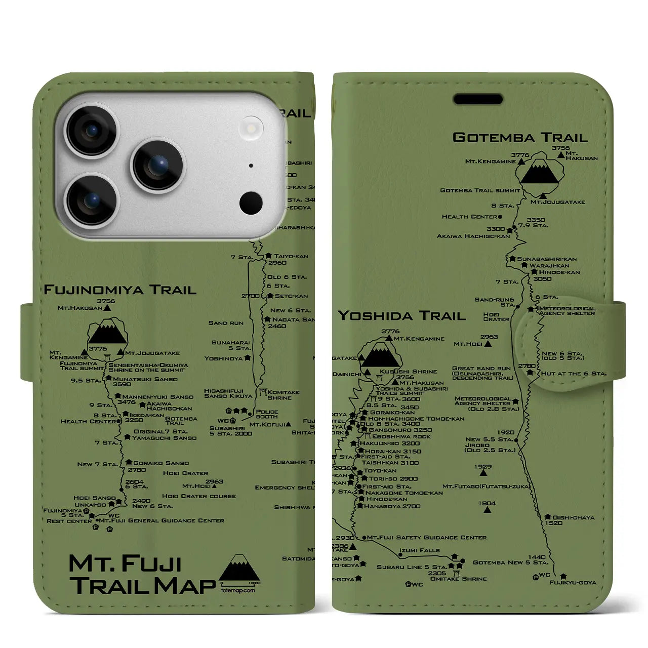 【富士山トレイル(静岡県)】トレイルマップiPhoneケース(手帳タイプ)