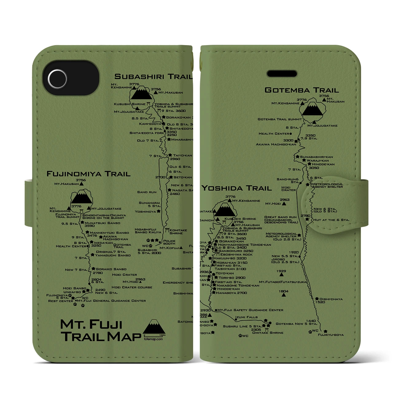【富士山トレイル(静岡県)】トレイルマップiPhoneケース(手帳タイプ)