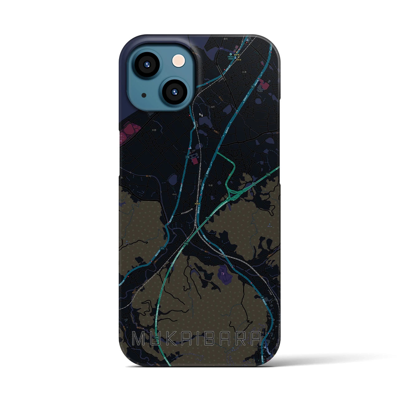 【向井原(愛媛県)】地図柄iPhoneケース(バックカバータイプ)
