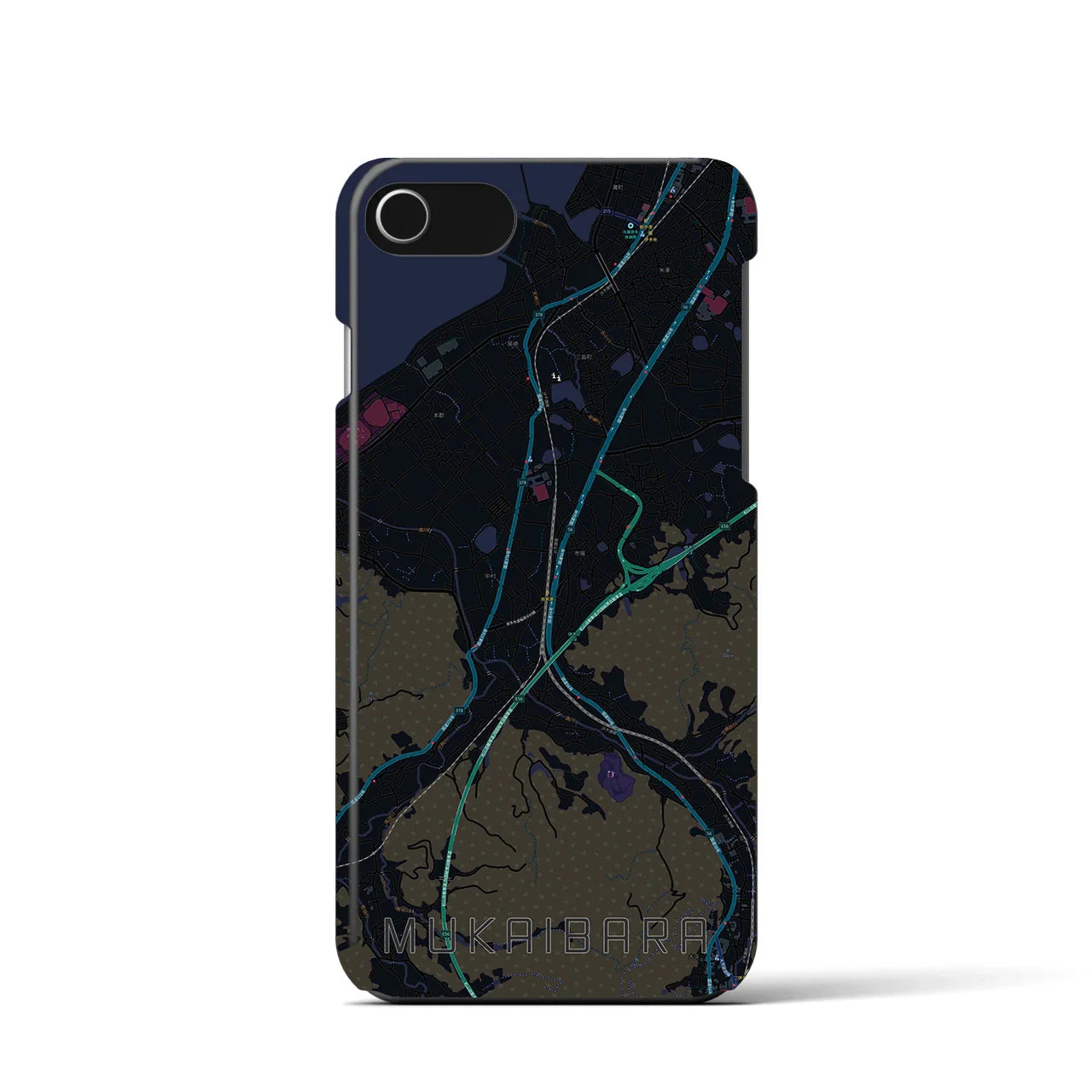 【向井原(愛媛県)】地図柄iPhoneケース(バックカバータイプ)