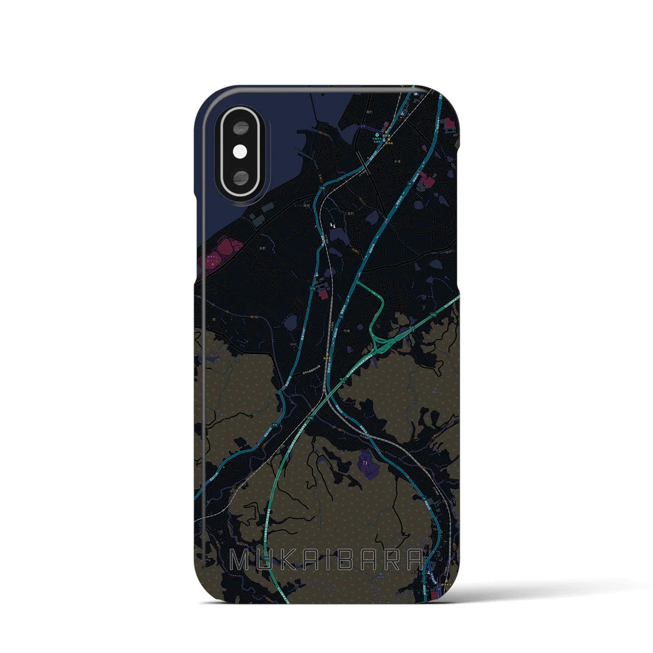 【向井原(愛媛県)】地図柄iPhoneケース(バックカバータイプ)