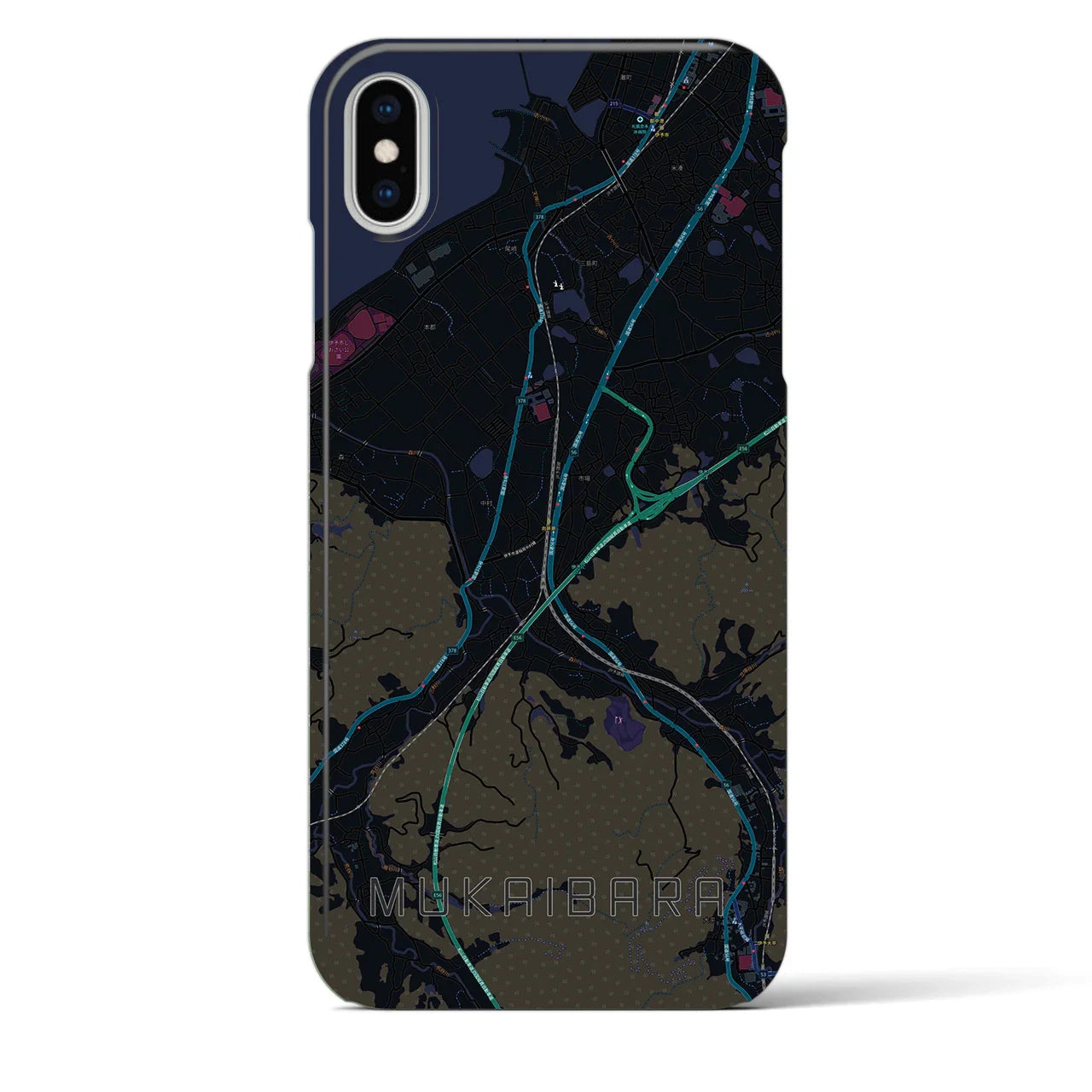 【向井原(愛媛県)】地図柄iPhoneケース(バックカバータイプ)