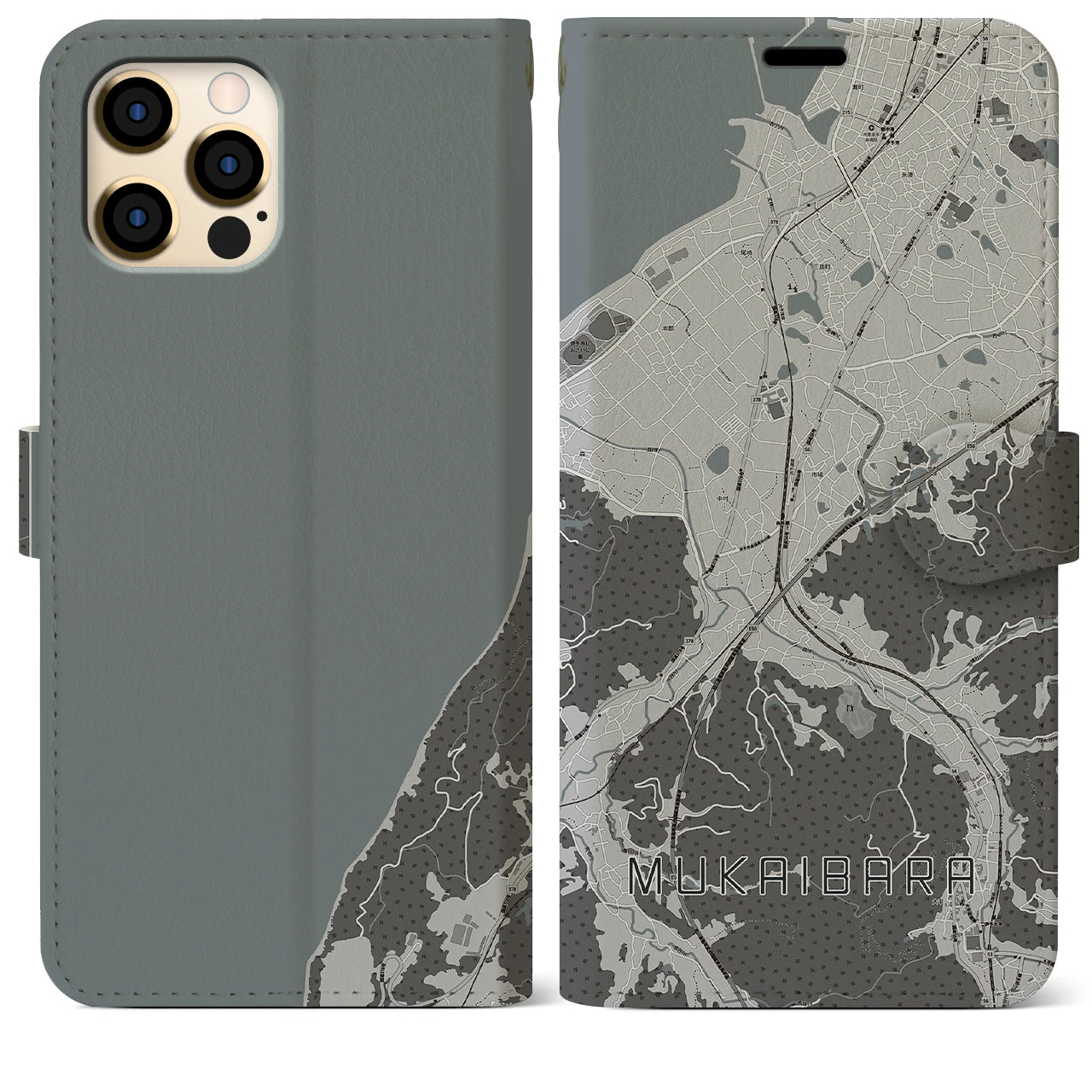 【向井原(愛媛県)】地図柄iPhoneケース(手帳タイプ)