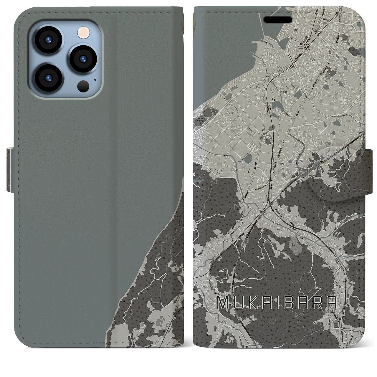 【向井原(愛媛県)】地図柄iPhoneケース(手帳タイプ)