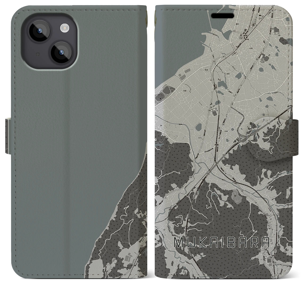 【向井原(愛媛県)】地図柄iPhoneケース(手帳タイプ)