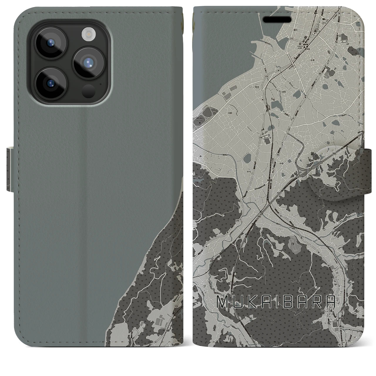 【向井原(愛媛県)】地図柄iPhoneケース(手帳タイプ)