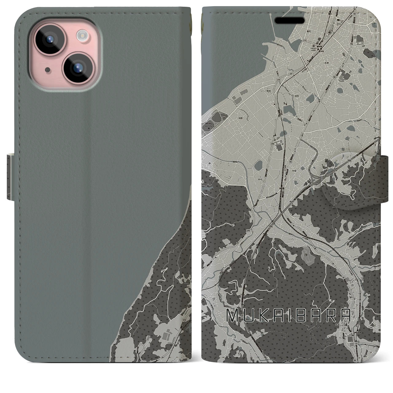 【向井原(愛媛県)】地図柄iPhoneケース(手帳タイプ)