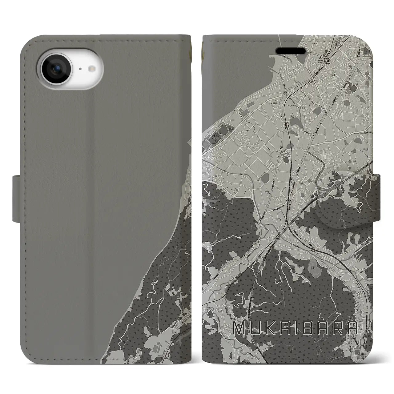 【向井原(愛媛県)】地図柄iPhoneケース(手帳タイプ)