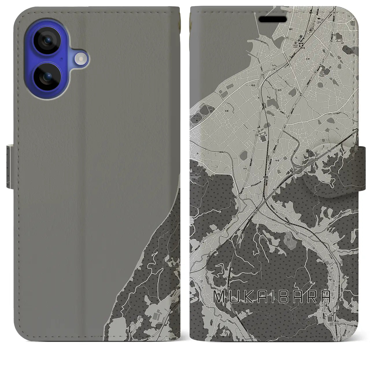 【向井原(愛媛県)】地図柄iPhoneケース(手帳タイプ)