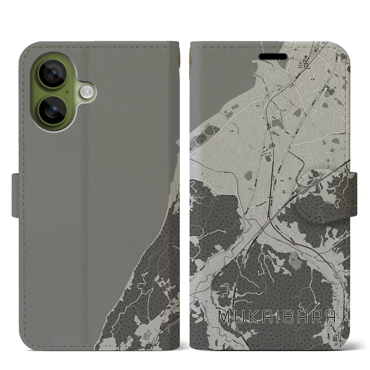 【向井原(愛媛県)】地図柄iPhoneケース(手帳タイプ)