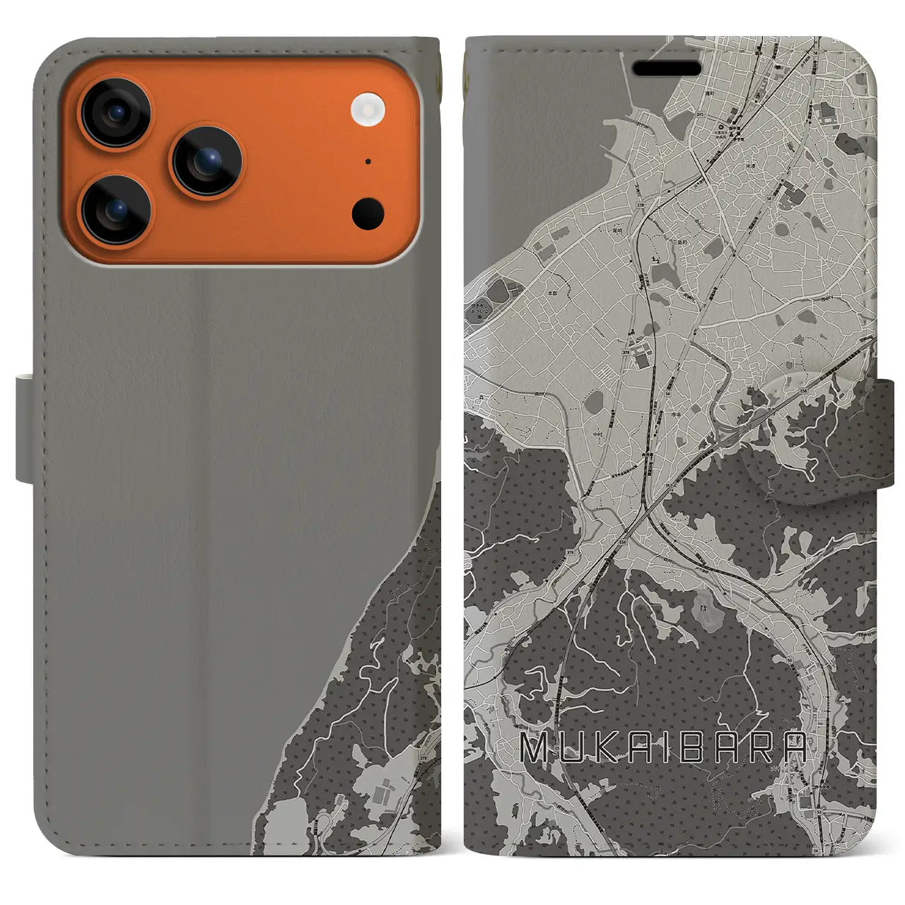 【向井原(愛媛県)】地図柄iPhoneケース(手帳タイプ)