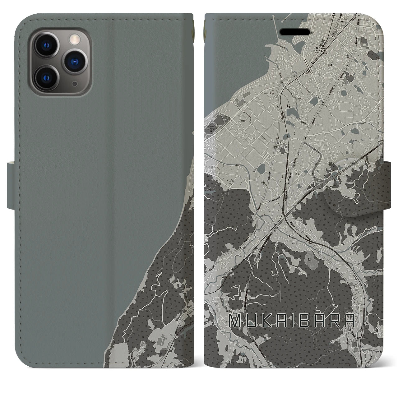 【向井原(愛媛県)】地図柄iPhoneケース(手帳タイプ)