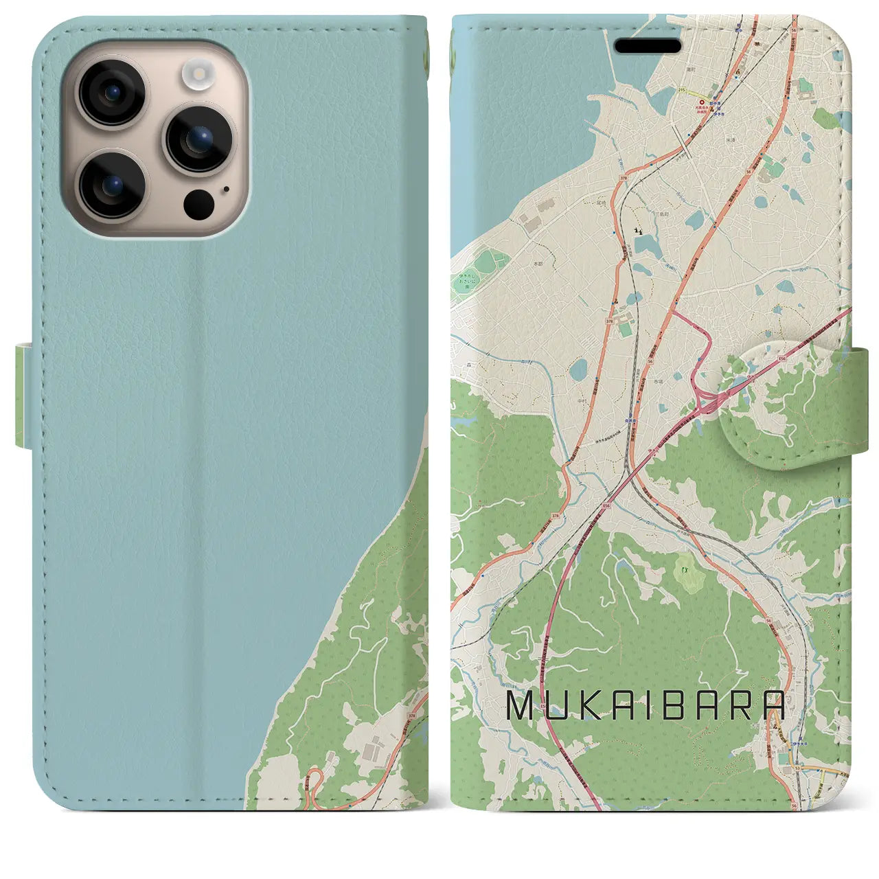 【向井原(愛媛県)】地図柄iPhoneケース(手帳タイプ)