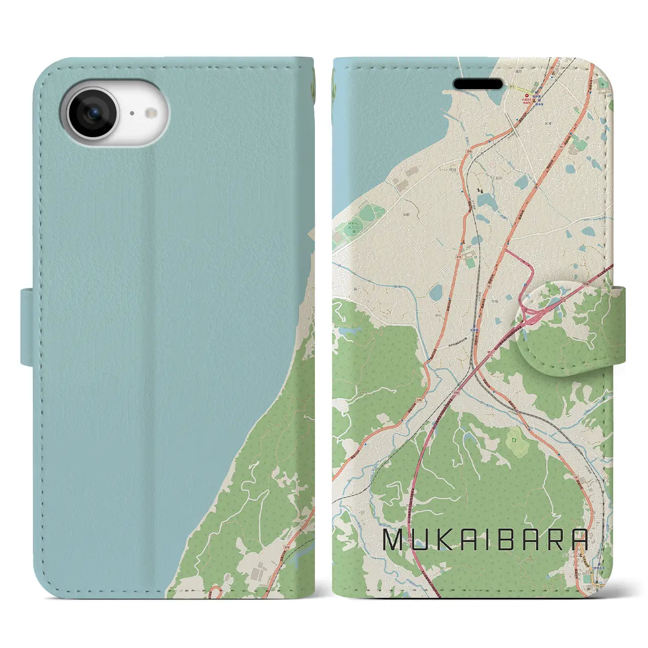 【向井原(愛媛県)】地図柄iPhoneケース(手帳タイプ)