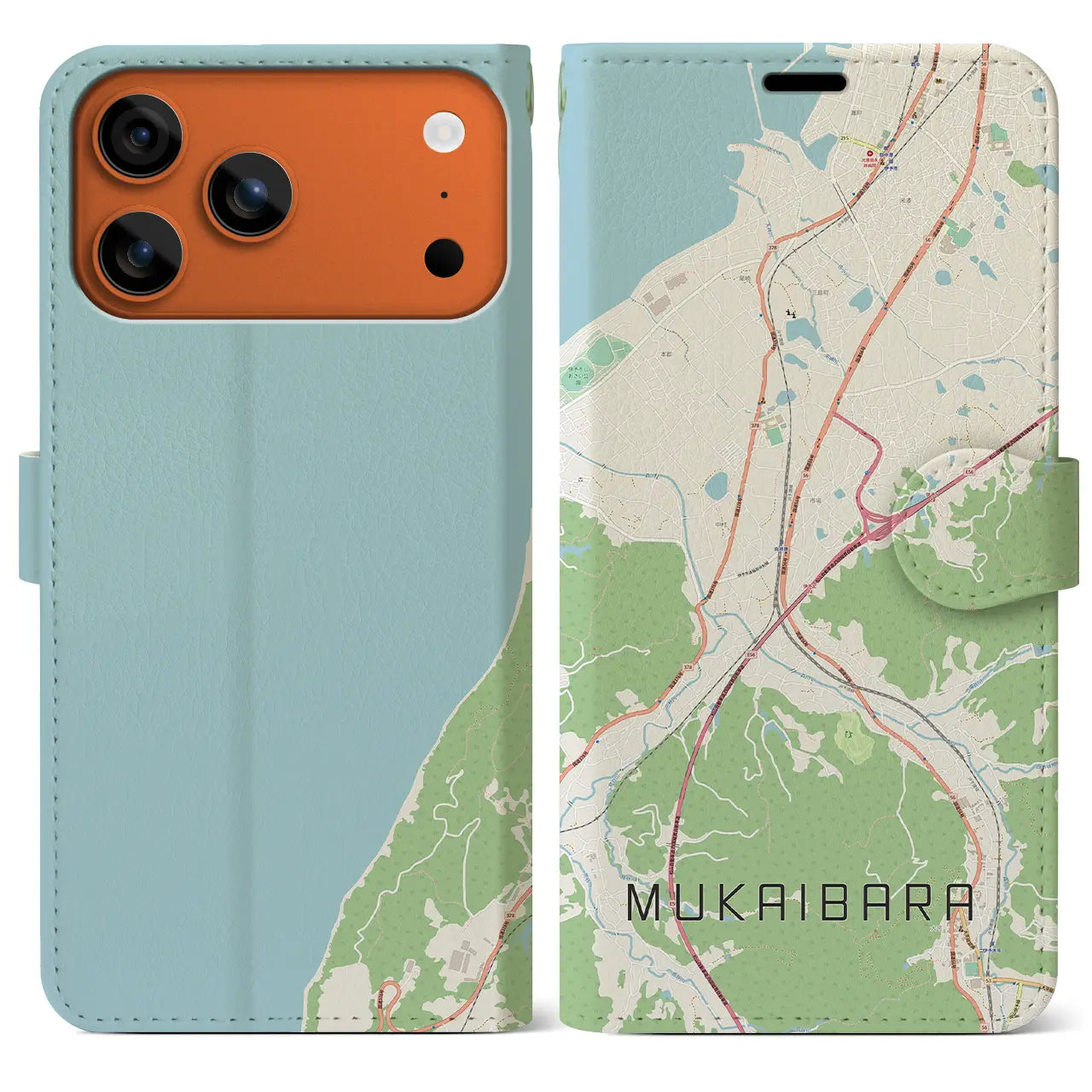 【向井原(愛媛県)】地図柄iPhoneケース(手帳タイプ)