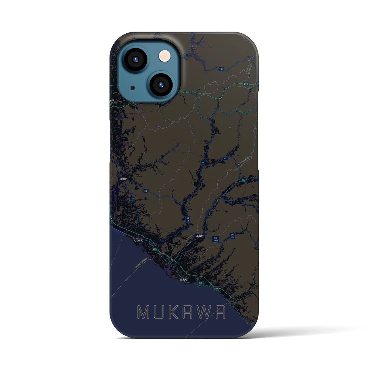 【むかわ(北海道)】地図柄iPhoneケース(バックカバータイプ)