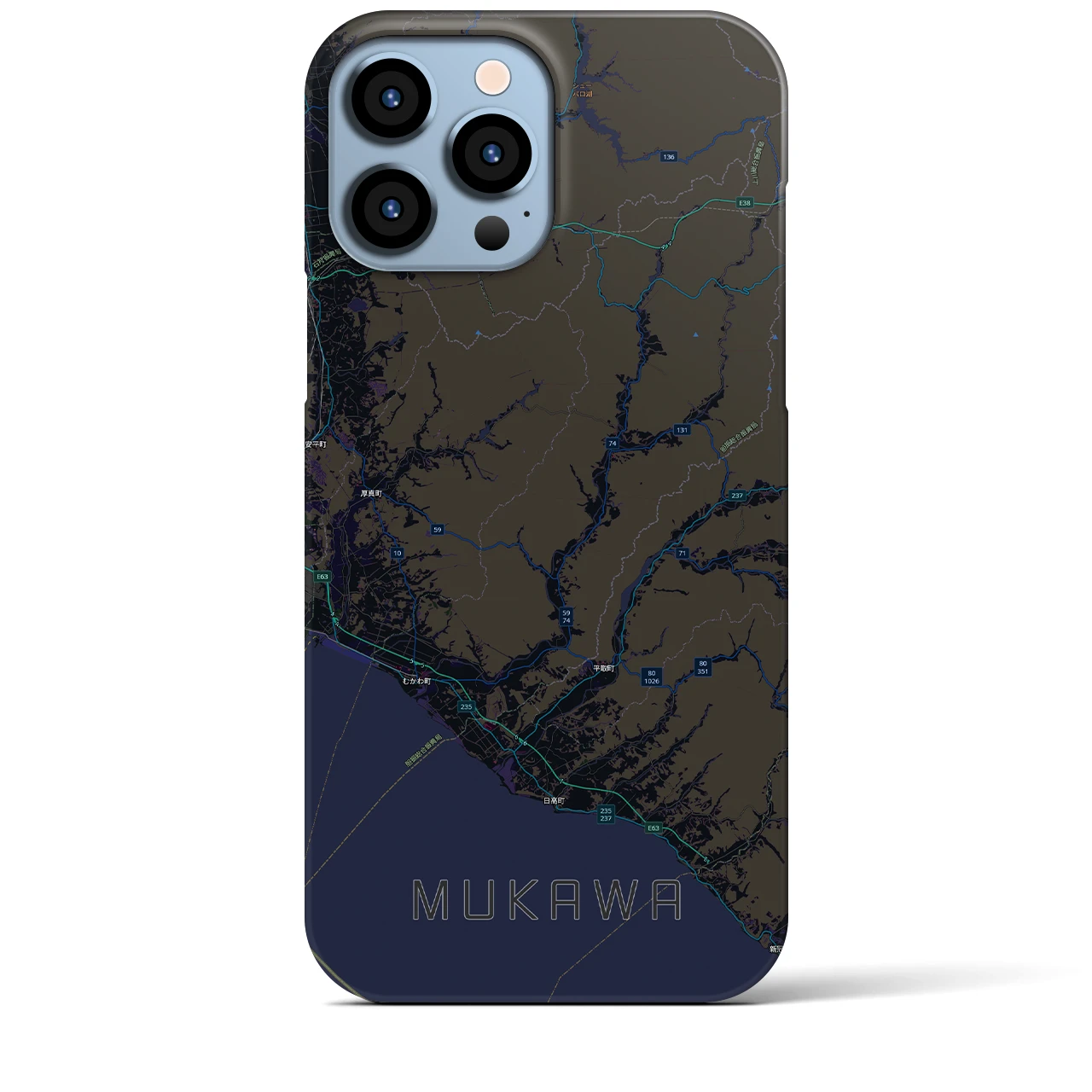 【むかわ(北海道)】地図柄iPhoneケース(バックカバータイプ)