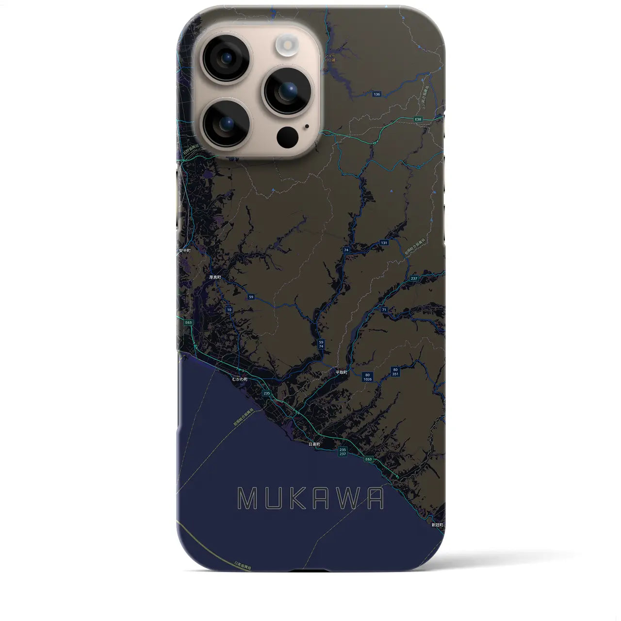 【むかわ(北海道)】地図柄iPhoneケース(バックカバータイプ)