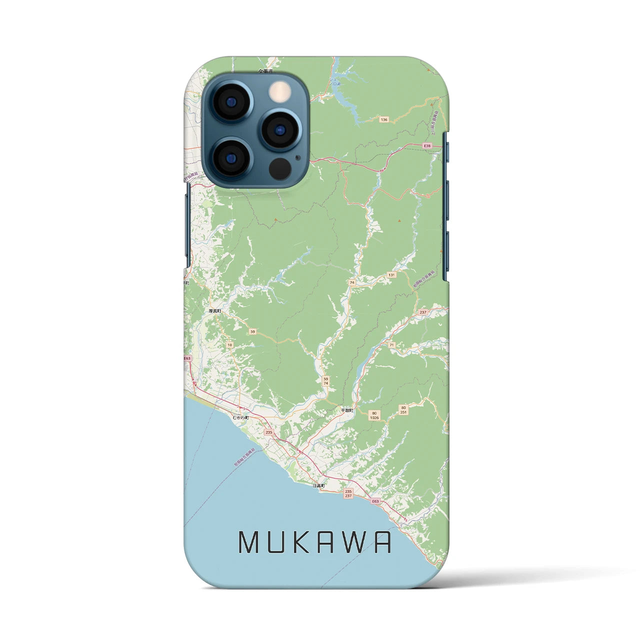 【むかわ(北海道)】地図柄iPhoneケース(バックカバータイプ)