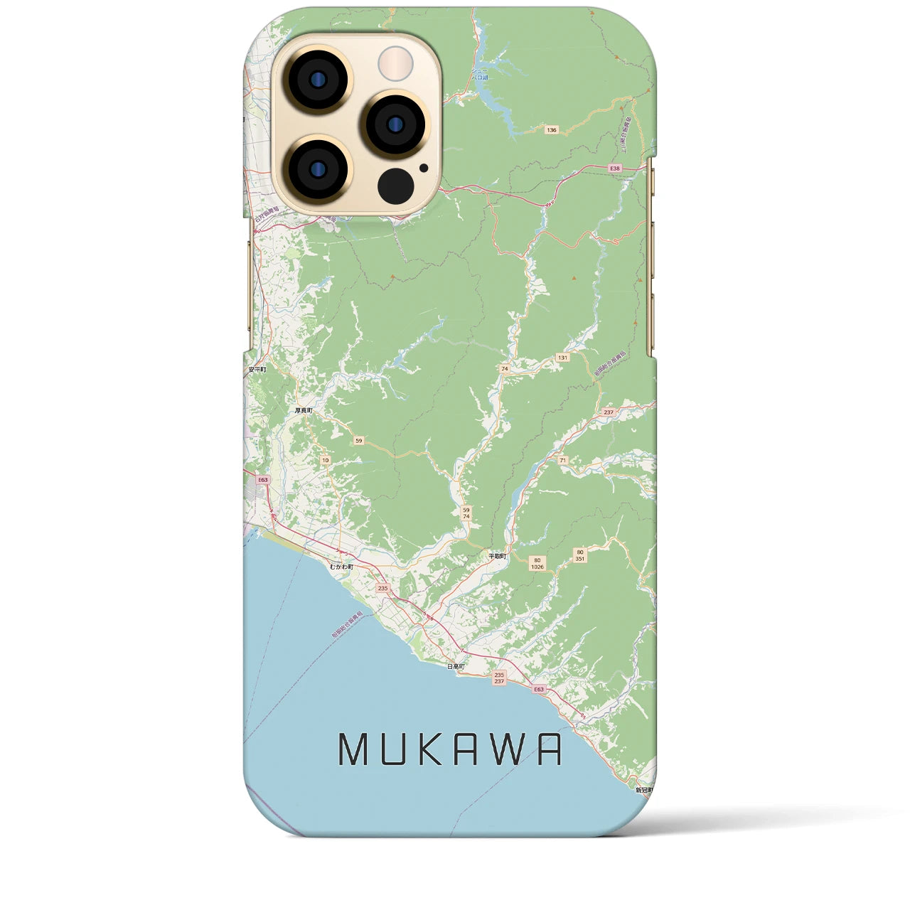 【むかわ(北海道)】地図柄iPhoneケース(バックカバータイプ)