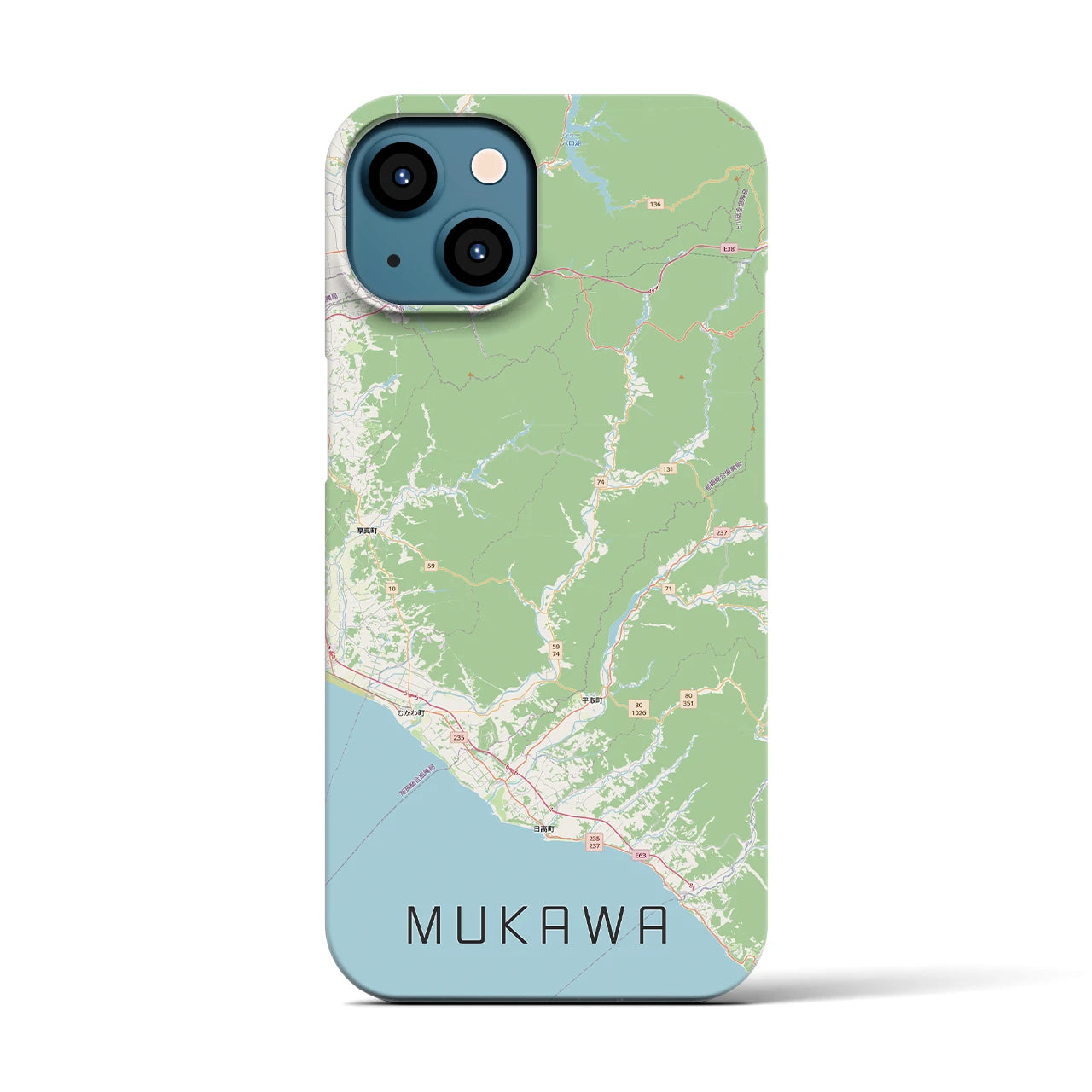 【むかわ(北海道)】地図柄iPhoneケース(バックカバータイプ)