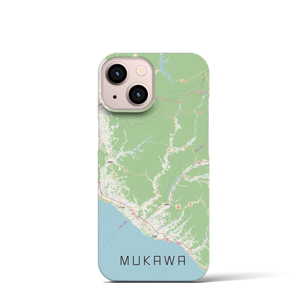 【むかわ(北海道)】地図柄iPhoneケース(バックカバータイプ)