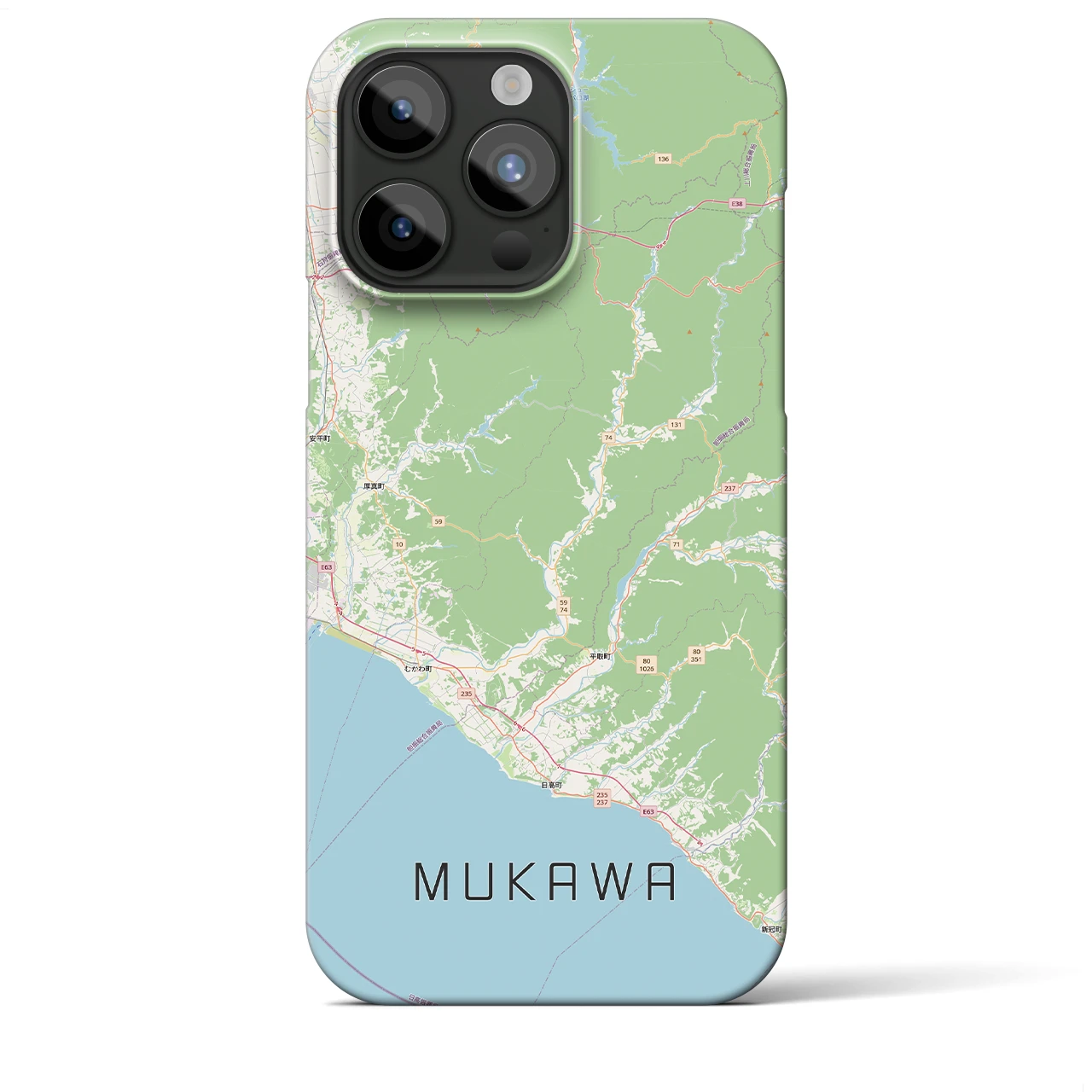 【むかわ(北海道)】地図柄iPhoneケース(バックカバータイプ)