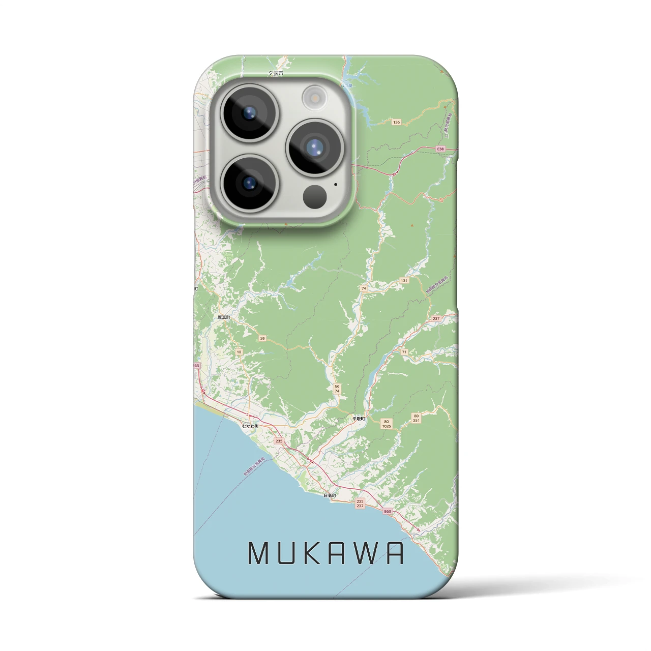 【むかわ(北海道)】地図柄iPhoneケース(バックカバータイプ)