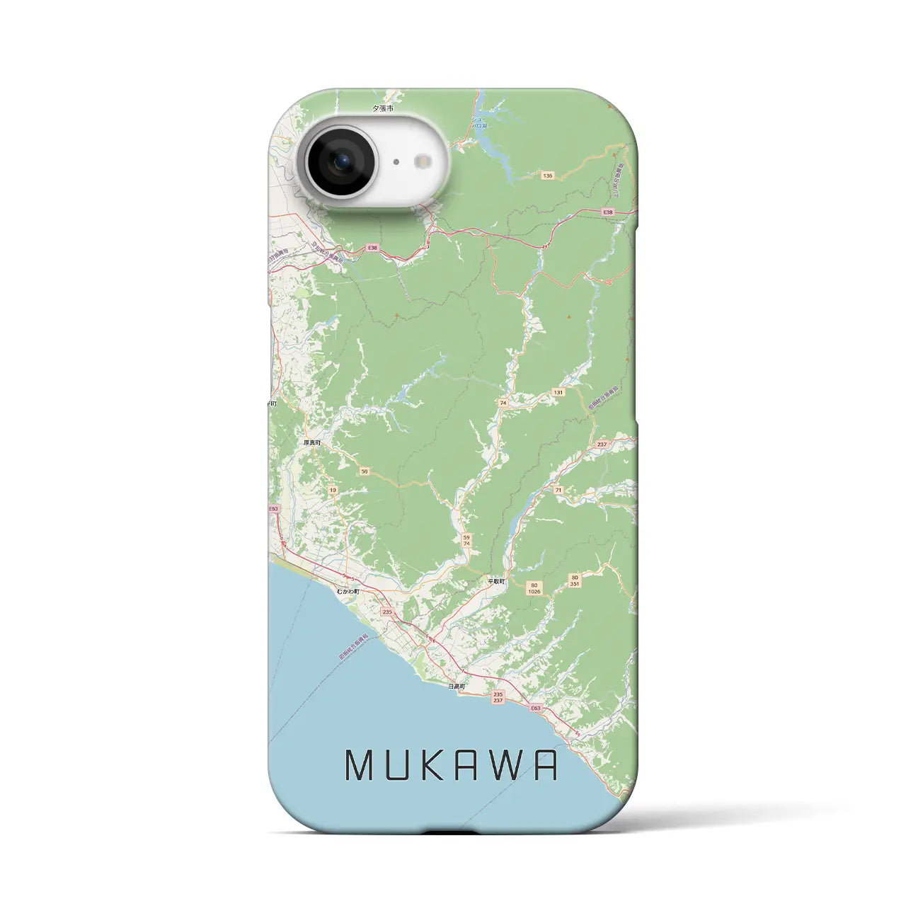 【むかわ(北海道)】地図柄iPhoneケース(バックカバータイプ)