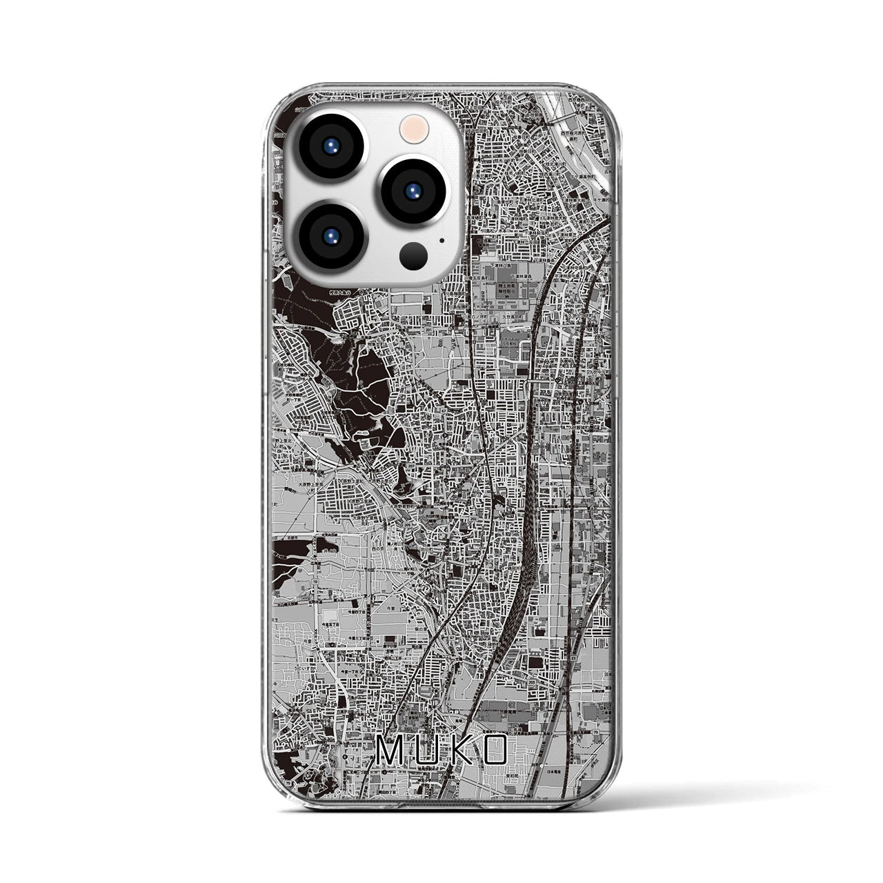 【向日(京都府)】地図柄iPhoneケース(クリアタイプ)