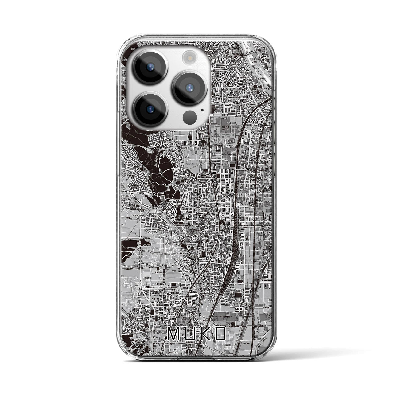 【向日(京都府)】地図柄iPhoneケース(クリアタイプ)