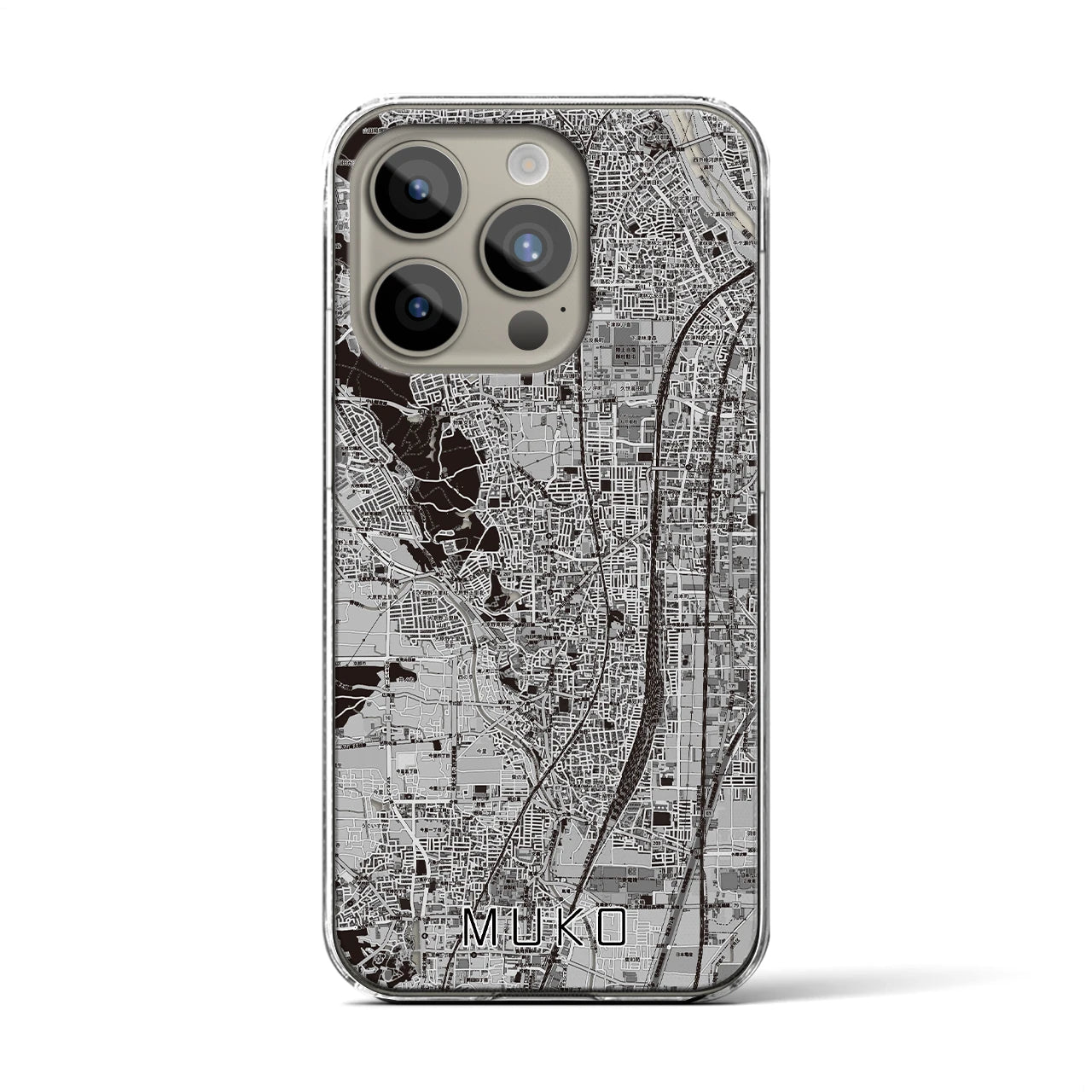 【向日(京都府)】地図柄iPhoneケース(クリアタイプ)