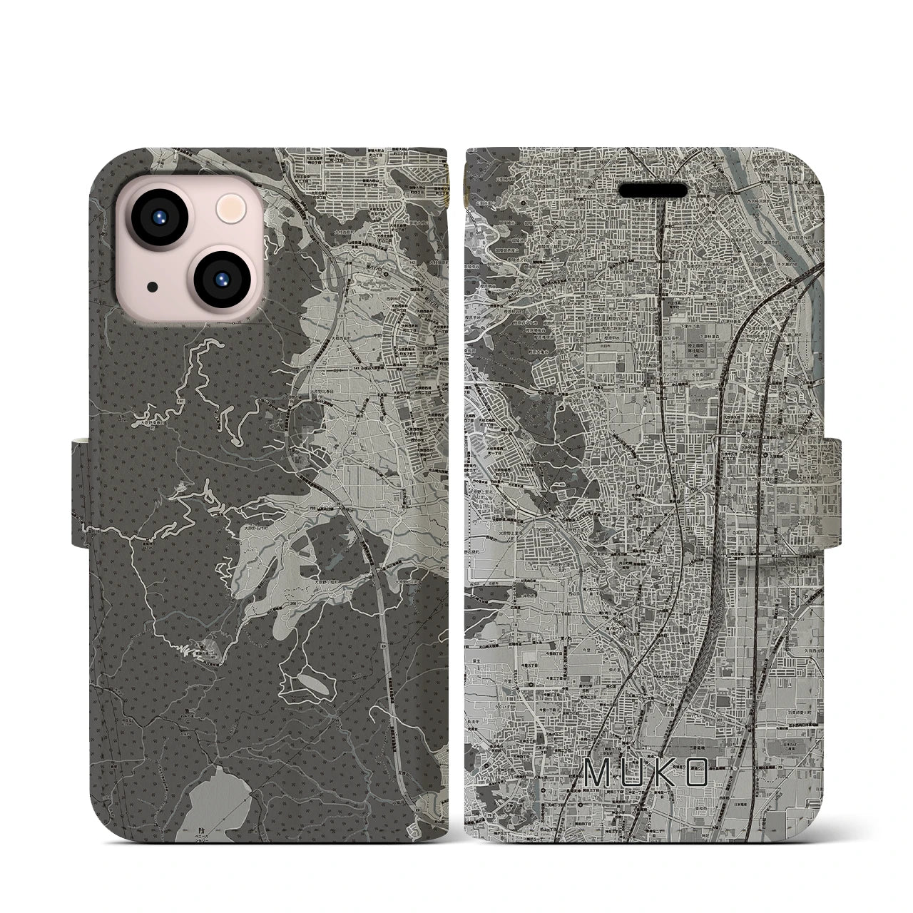 【向日(京都府)】地図柄iPhoneケース(手帳タイプ)