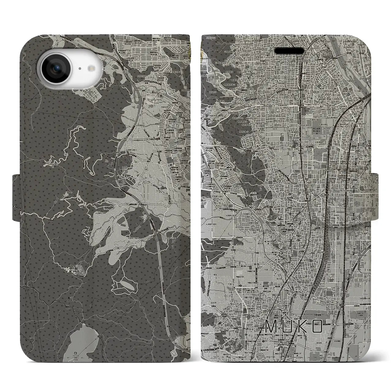 【向日(京都府)】地図柄iPhoneケース(手帳タイプ)