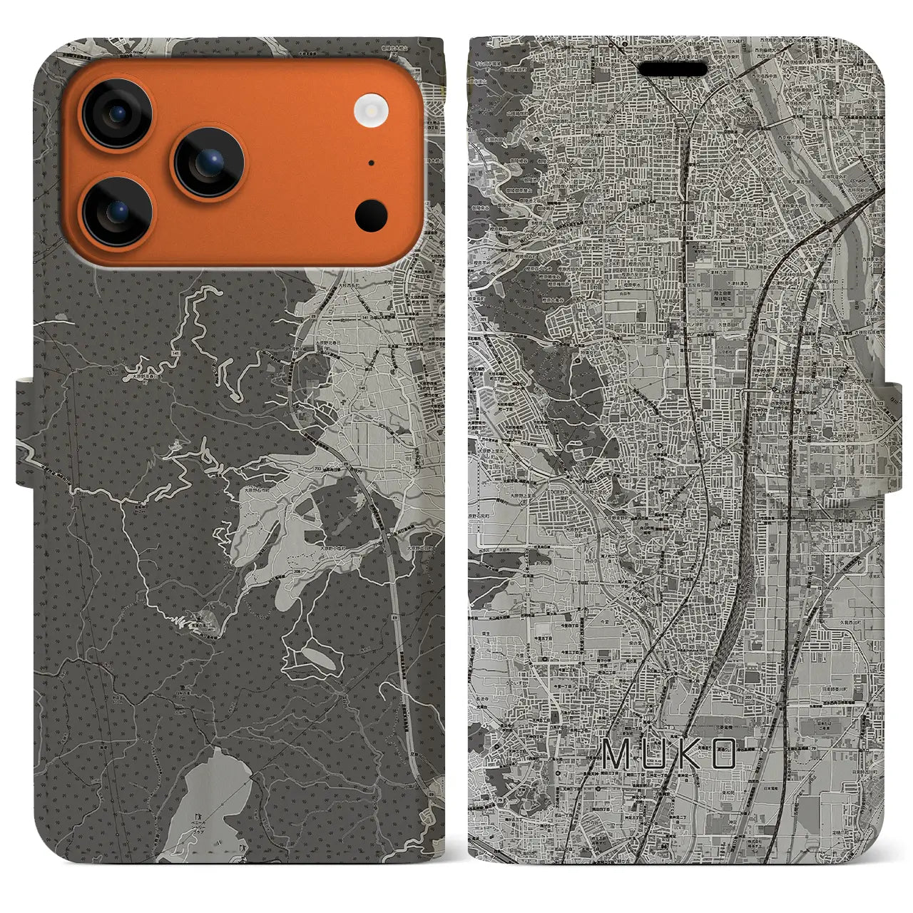 【向日(京都府)】地図柄iPhoneケース(手帳タイプ)