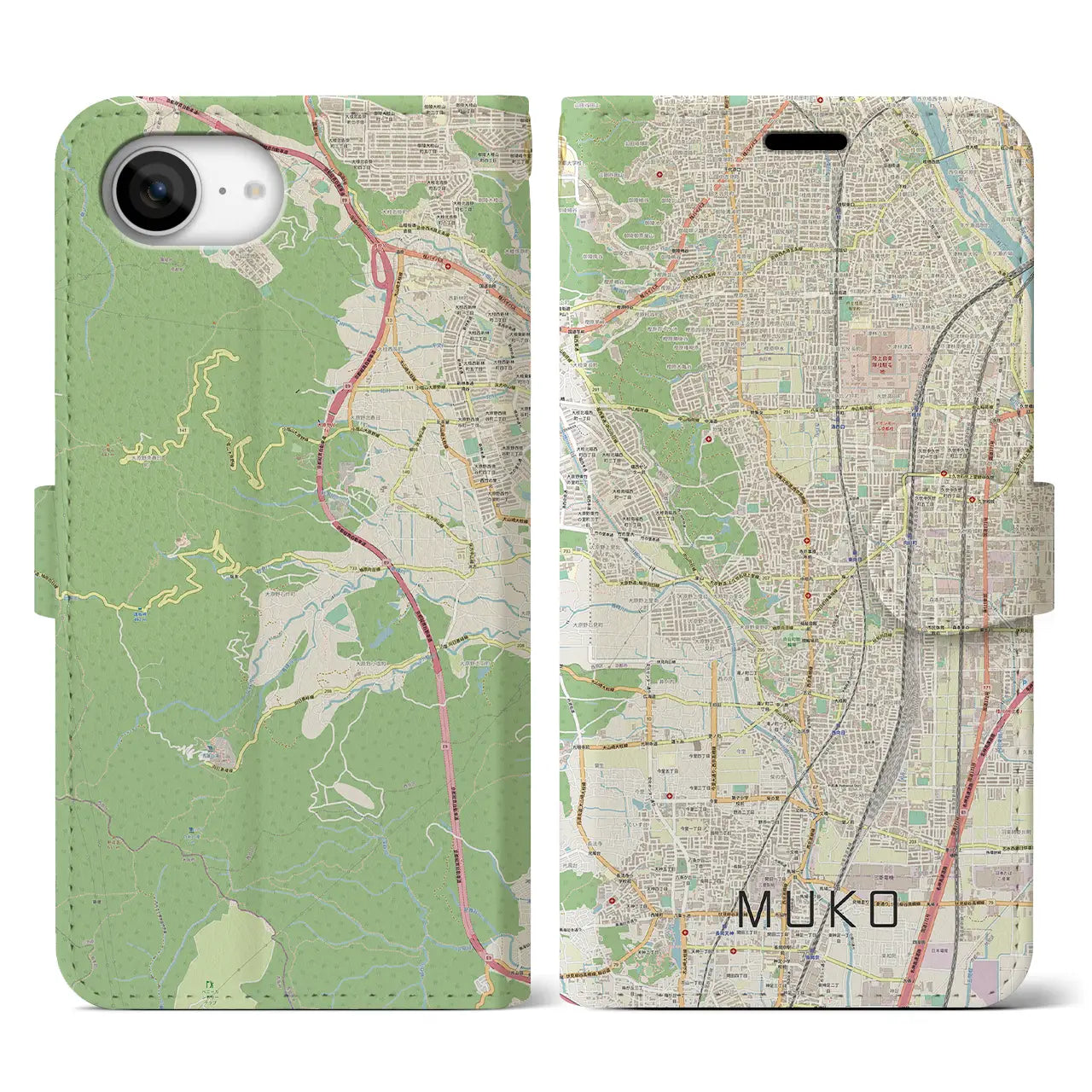 【向日(京都府)】地図柄iPhoneケース(手帳タイプ)