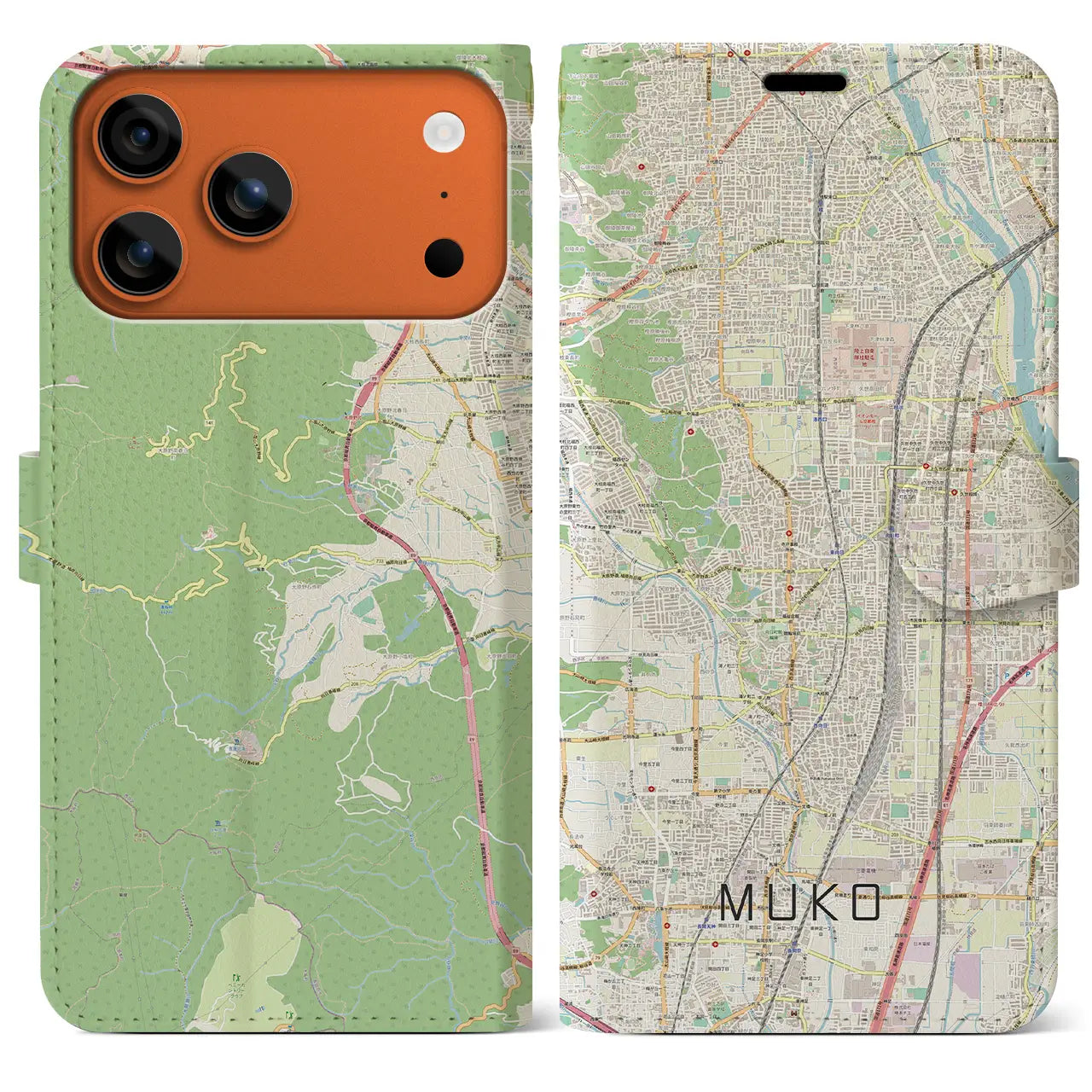 【向日(京都府)】地図柄iPhoneケース(手帳タイプ)