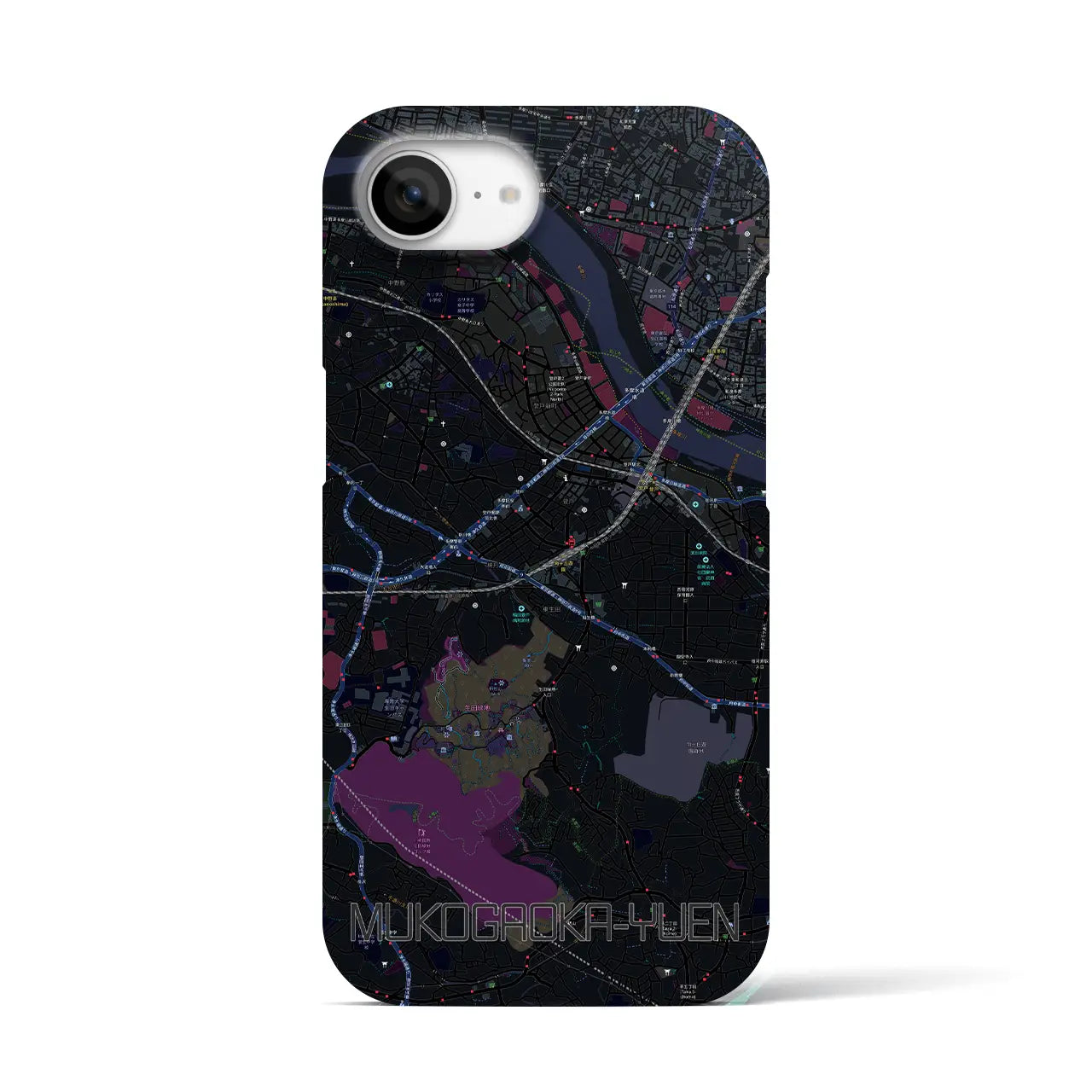 【向ヶ丘遊園(神奈川県)】地図柄iPhoneケース(バックカバータイプ)