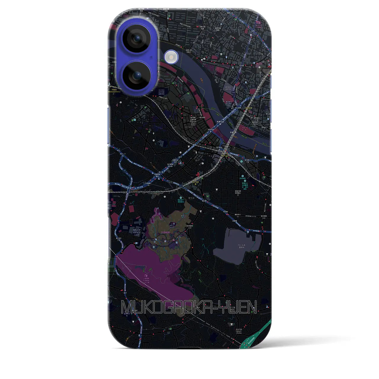 【向ヶ丘遊園(神奈川県)】地図柄iPhoneケース(バックカバータイプ)