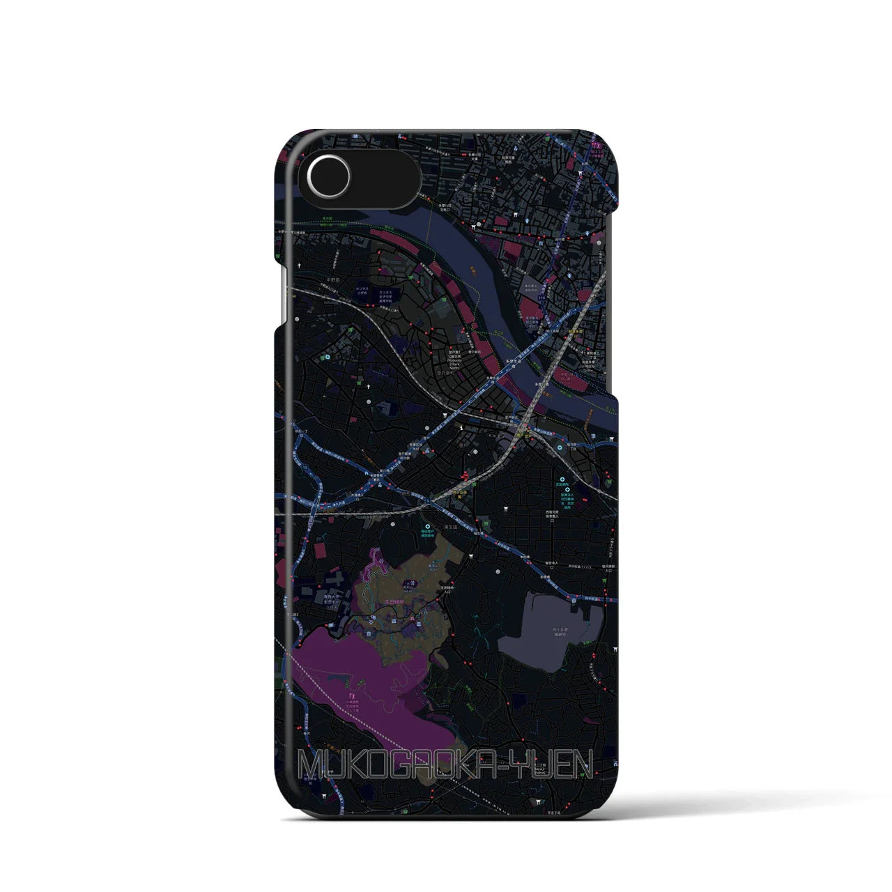 【向ヶ丘遊園(神奈川県)】地図柄iPhoneケース(バックカバータイプ)