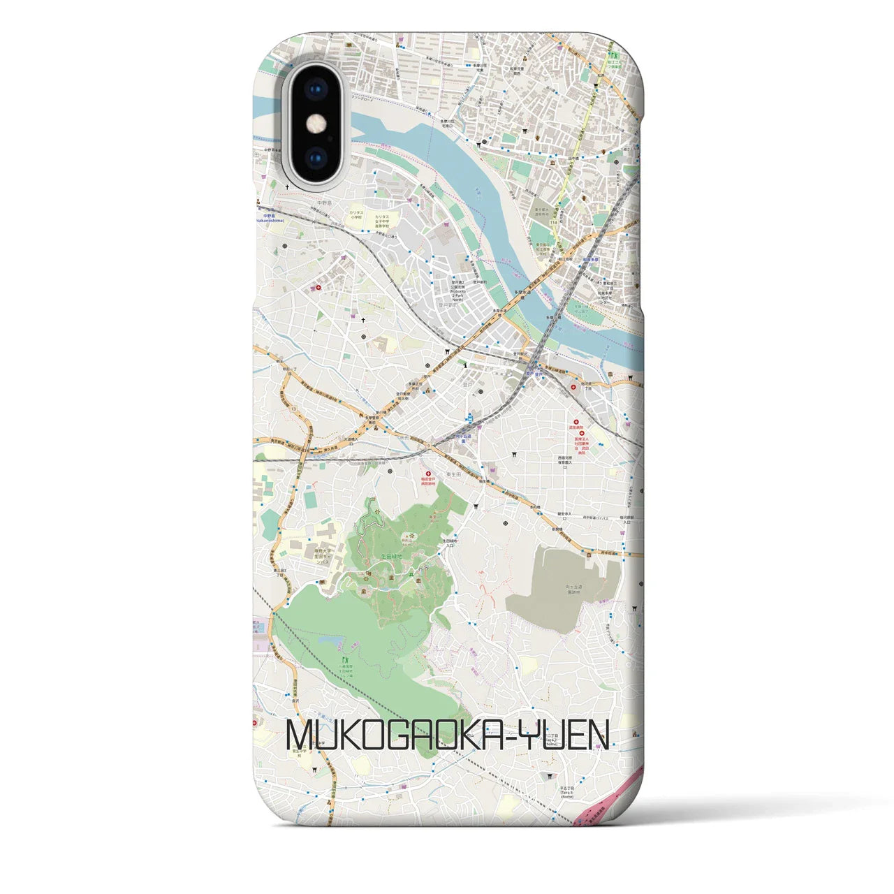 【向ヶ丘遊園(神奈川県)】地図柄iPhoneケース(バックカバータイプ)