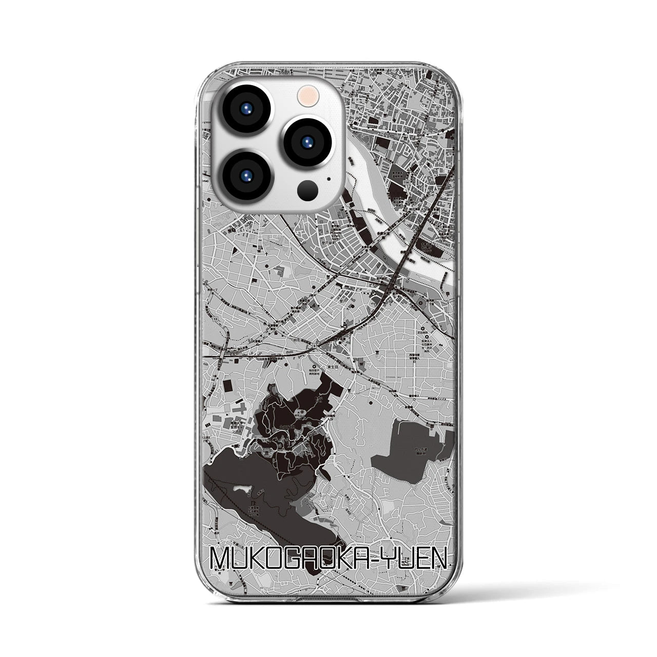 【向ヶ丘遊園(神奈川県)】地図柄iPhoneケース(クリアタイプ)