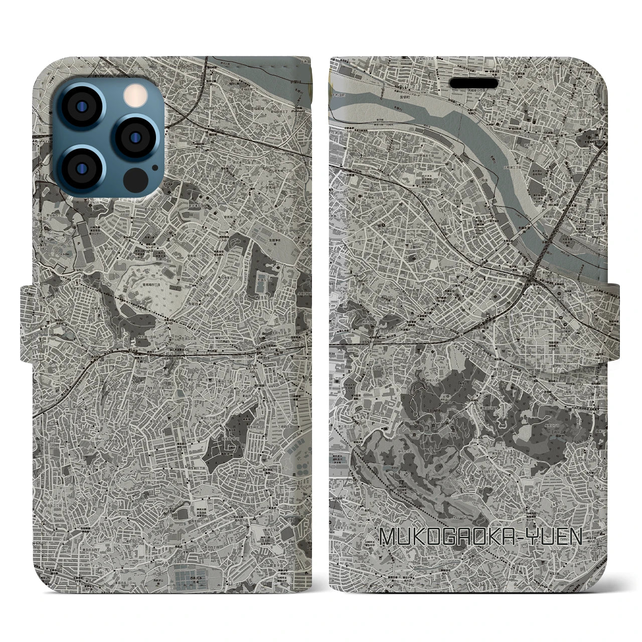 【向ヶ丘遊園(神奈川県)】地図柄iPhoneケース(手帳タイプ)