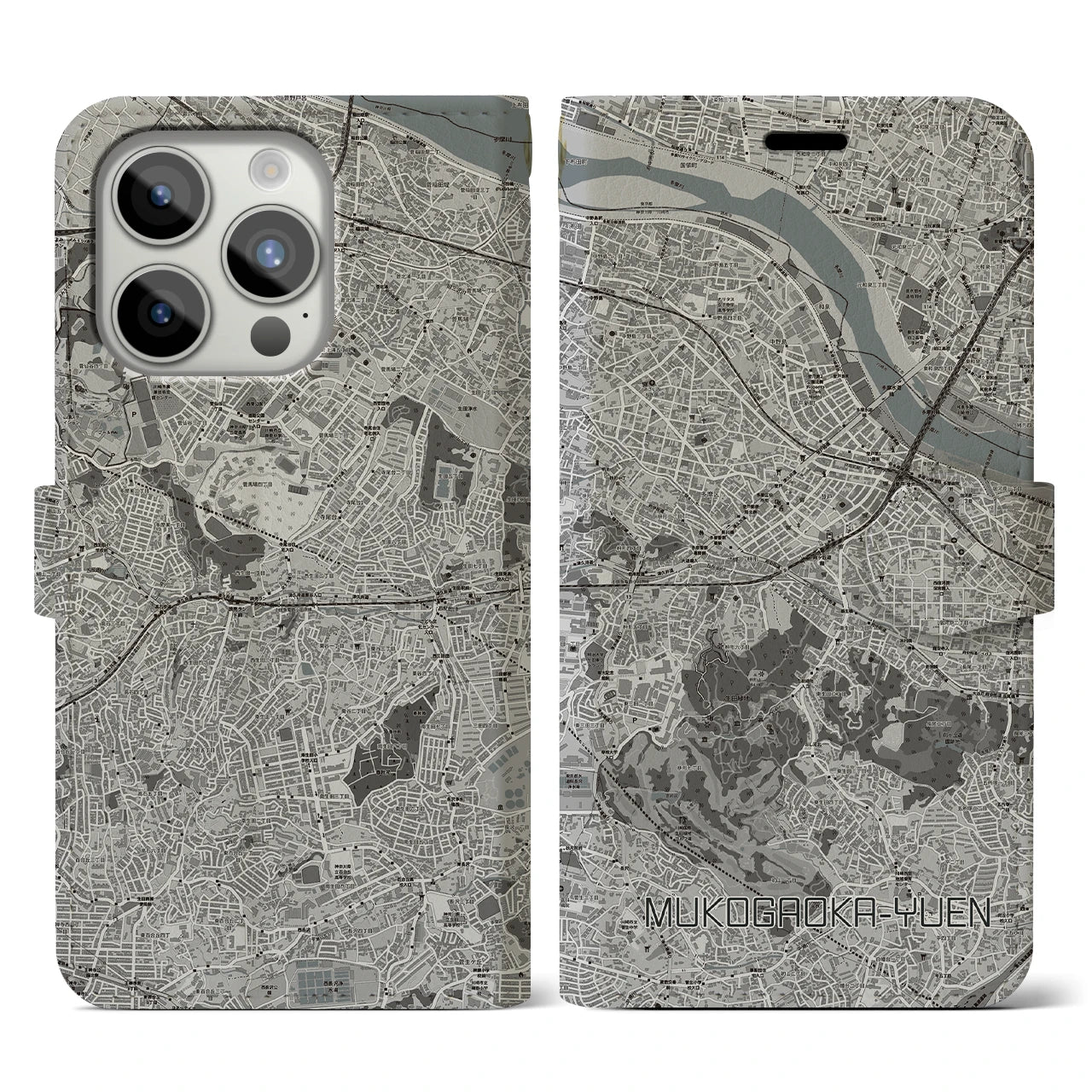 【向ヶ丘遊園(神奈川県)】地図柄iPhoneケース(手帳タイプ)